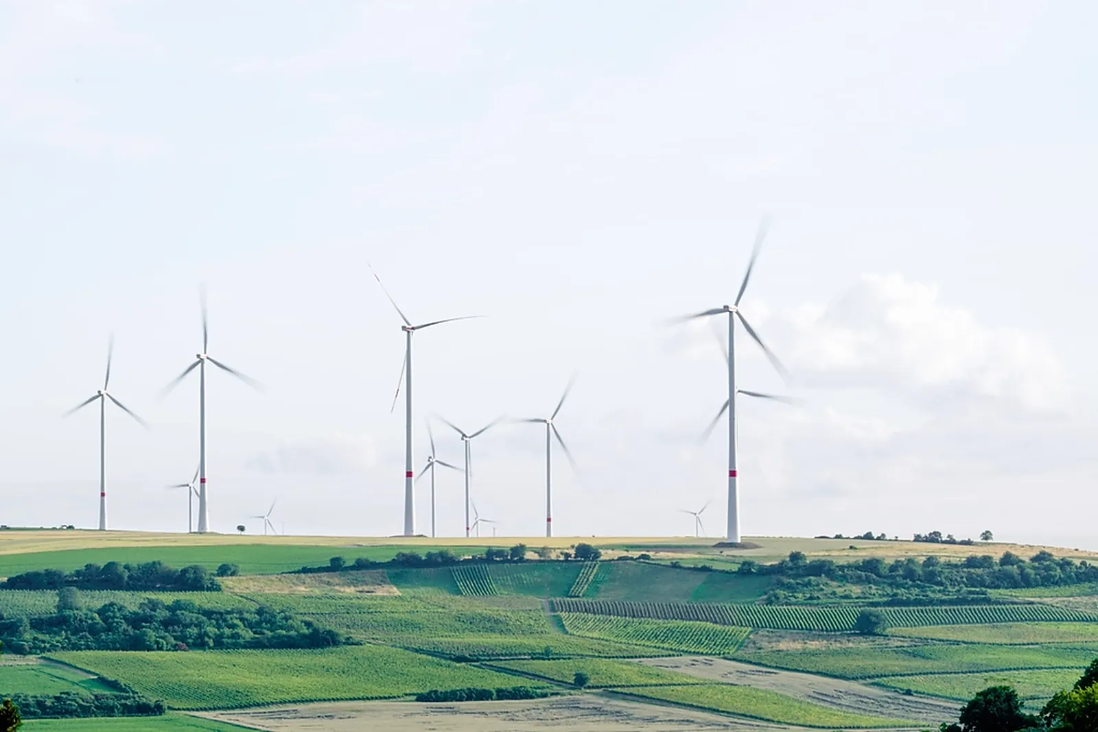Windpark über weiten Feldern